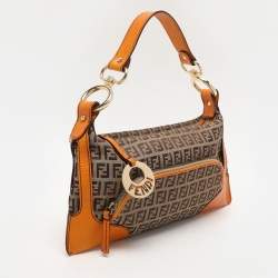 Pre Owned Fendi Beige/Orange Zucchino Canvas Chef Shoulder Bag