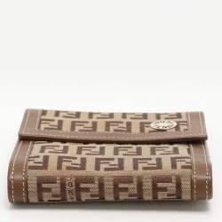 Fendi Tobacco Zucchino Canvas and Leather Trifold Wallet