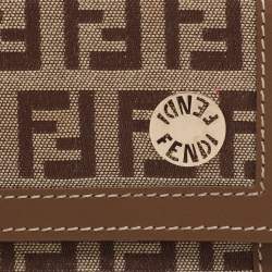 Fendi Tobacco Zucchino Canvas and Leather Trifold Wallet