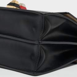 Pre Owned Fendi Black/Brown FF Leather Medium Kan I Shoulder Bag