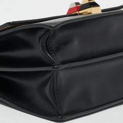 Pre Owned Fendi Black/Brown FF Leather Medium Kan I Shoulder Bag