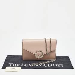 Fendi Blush Pink Leather F is Fendi Medium Envelope Wallet On Chain