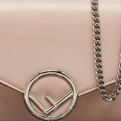 Fendi Blush Pink Leather F is Fendi Medium Envelope Wallet On Chain