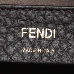 Pre Owned Fendi Grey Leather Mon Tresor Mini Drawstring Bucket Bag