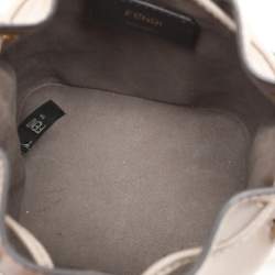 Pre Owned Fendi Grey Leather Mon Tresor Mini Drawstring Bucket Bag