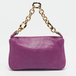 مملوكة مسبقًا Fendi Purple Iridescent Nubuck Mini Baguette Bag