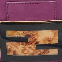 مملوكة مسبقًا Fendi Purple Iridescent Nubuck Mini Baguette Bag