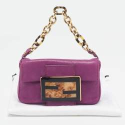 مملوكة مسبقًا Fendi Purple Iridescent Nubuck Mini Baguette Bag
