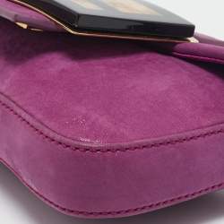 مملوكة مسبقًا Fendi Purple Iridescent Nubuck Mini Baguette Bag