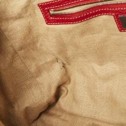 Fendi Red/Tobacco Zucca Canvas and Selleria Leather Large Linda Satchel