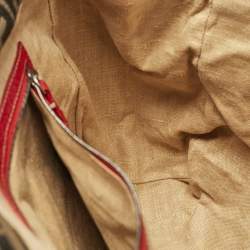 Fendi Red/Tobacco Zucca Canvas and Selleria Leather Large Linda Satchel