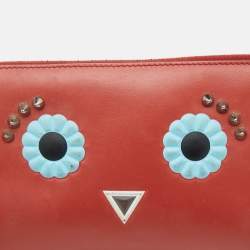 Pre Owned Fendi Brick Leather Zip Pouch