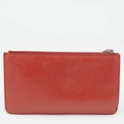 Pre Owned Fendi Brick Leather Zip Pouch