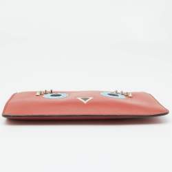 Pre Owned Fendi Brick Leather Zip Pouch