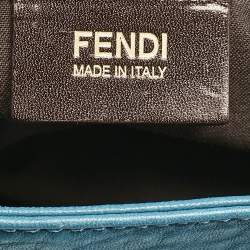 Pre Owned Fendi Teal Blue Leather Mia Flap Shoulder Bag