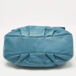 Pre Owned Fendi Teal Blue Leather Mia Flap Shoulder Bag