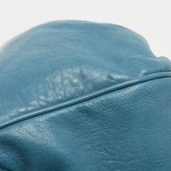 Pre Owned Fendi Teal Blue Leather Mia Flap Shoulder Bag