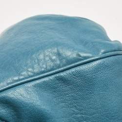 Pre Owned Fendi Teal Blue Leather Mia Flap Shoulder Bag