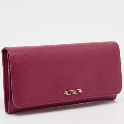 Fendi Magenta Leather Crayons Continental Wallet