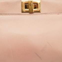 Pre Owned Fendi Peach Leather Micro Peekaboo Crossbody Bag
