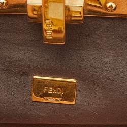 Pre Owned Fendi Peach Leather Micro Peekaboo Crossbody Bag