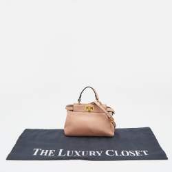 Pre Owned Fendi Peach Leather Micro Peekaboo Crossbody Bag