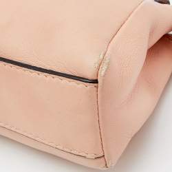 Pre Owned Fendi Peach Leather Micro Peekaboo Crossbody Bag