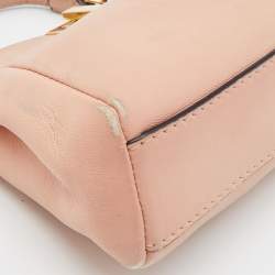 Pre Owned Fendi Peach Leather Micro Peekaboo Crossbody Bag