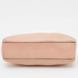 Pre Owned Fendi Peach Leather Micro Peekaboo Crossbody Bag