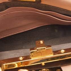 Pre Owned Fendi Peach Leather Micro Peekaboo Crossbody Bag