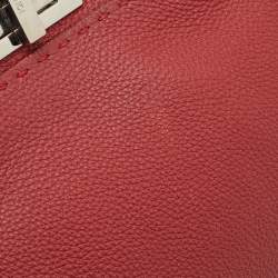 Fendi Red Selleria Leather Regular Peekaboo Top Handle Bag