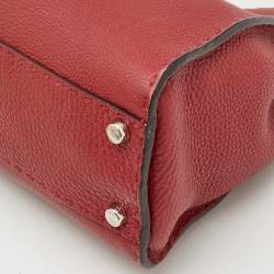 Fendi Red Selleria Leather Regular Peekaboo Top Handle Bag