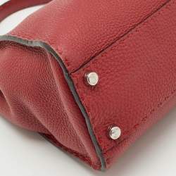 Fendi Red Selleria Leather Regular Peekaboo Top Handle Bag