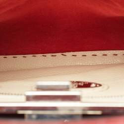 Fendi Red Selleria Leather Regular Peekaboo Top Handle Bag