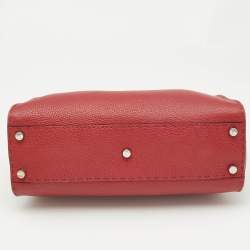 Fendi Red Selleria Leather Regular Peekaboo Top Handle Bag