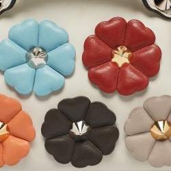 Pre Owned Fendi Multicolor Leather Mini By The Way Studded Flower Crossbody Bag            