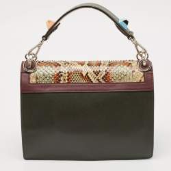 Fendi Multicolor Leather and Python Medium Kan I Top Handle Bag
