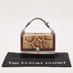 Fendi Multicolor Leather and Python Medium Kan I Top Handle Bag