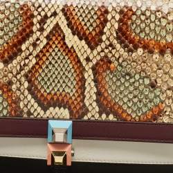 Fendi Multicolor Leather and Python Medium Kan I Top Handle Bag