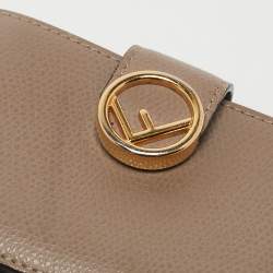 Fendi Beige Leather FF Accordion Card Case