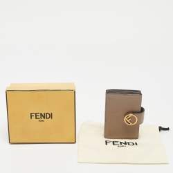 Fendi Beige Leather FF Accordion Card Case