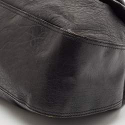 Fendi Black Pebbled Leather and Patent Leather Large B Shoulder Bag