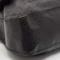 Fendi Black Pebbled Leather and Patent Leather Large B Shoulder Bag