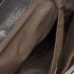 Fendi Black Pebbled Leather and Patent Leather Large B Shoulder Bag