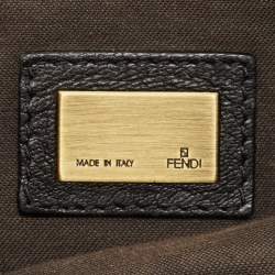 Fendi Black Pebbled Leather and Patent Leather Large B Shoulder Bag