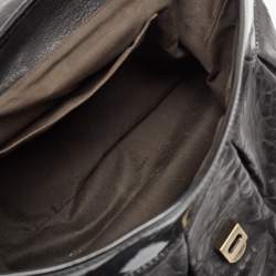 Fendi Black Pebbled Leather and Patent Leather Large B Shoulder Bag