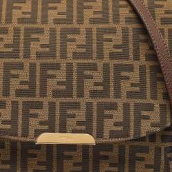 Pre Owned Fendi Tobacco Zucca Canvas Flap Crossbody Bag