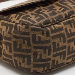Pre Owned Fendi Tobacco Zucca Canvas Flap Crossbody Bag