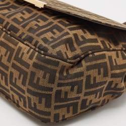 Pre Owned Fendi Tobacco Zucca Canvas Flap Crossbody Bag