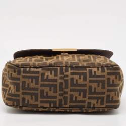 Pre Owned Fendi Tobacco Zucca Canvas Flap Crossbody Bag